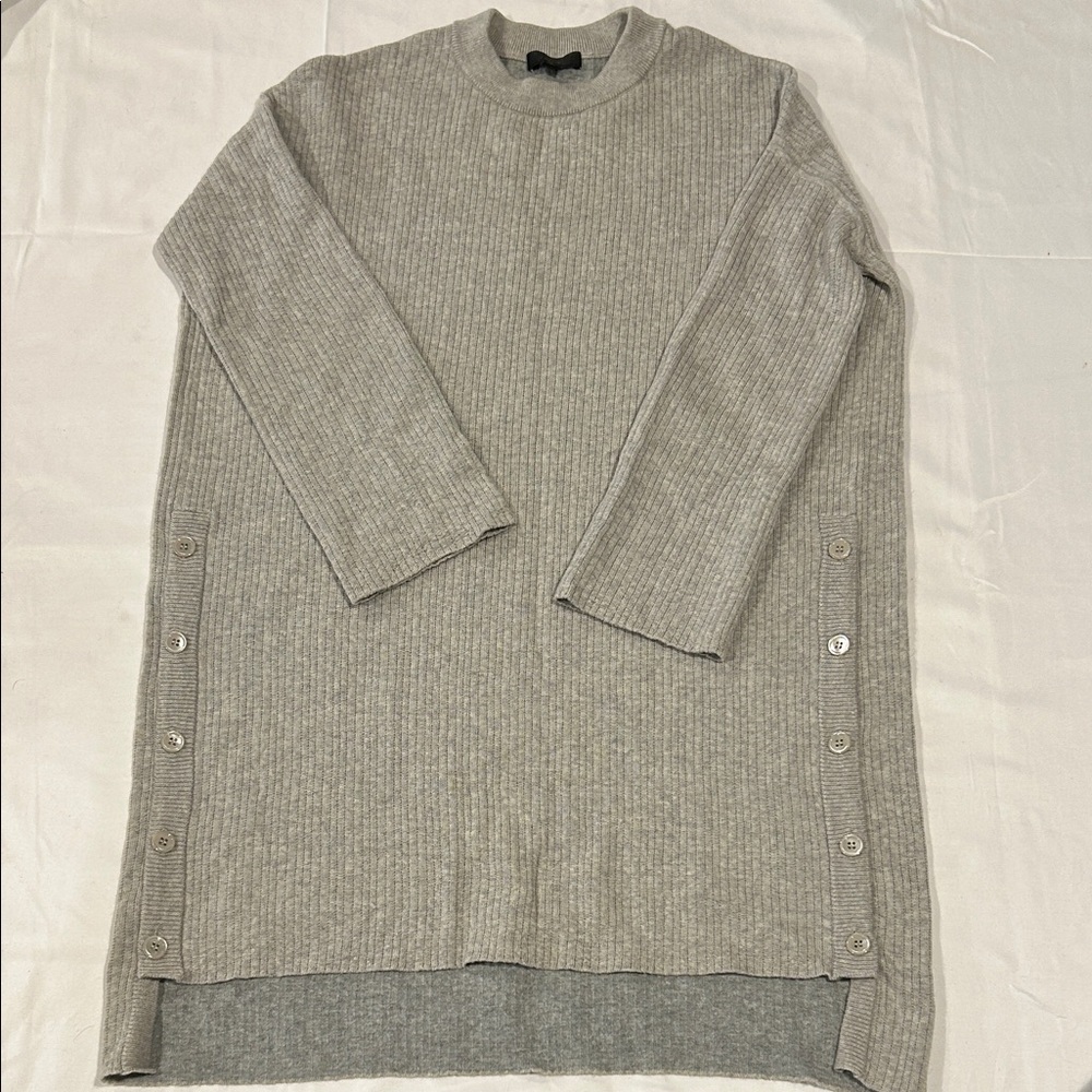 J Crew Gray Ribbed Women’s Merino Wool Blend Long Sweater Dress Tunic XXS